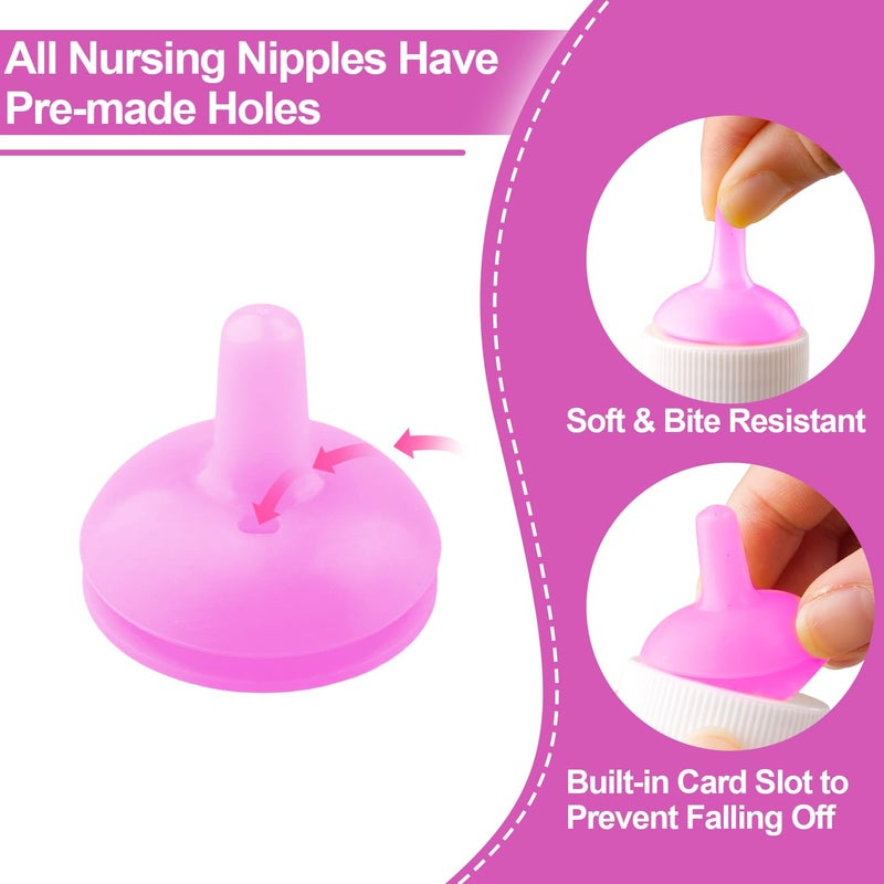Xuanda Pet Feeding Nipple with Syringe, Soft Silicone Nursing Pet Feeding Bottle, Ventilation Valve Resistant Tearing for Puppies, Kittens, Rabbit, Small Wildlife (L Nipple,Pink) - Image 3